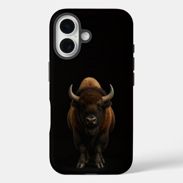 Funda iPhone 16 Negro 4 Luxe iPhone 16 Mate, Bisonte Americano (Reverso )
