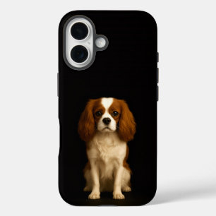 Funda iPhone 16 Negro 4 Luxe iPhone 16 Mate, Cavalier Spaniel