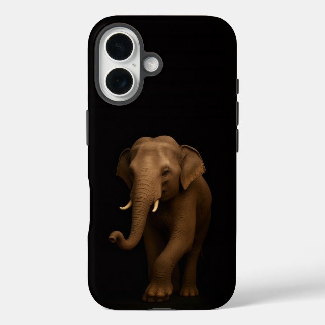Funda iPhone 16 Negro 4 Luxe iPhone 16 Mate, Elefante Indio (Reverso )