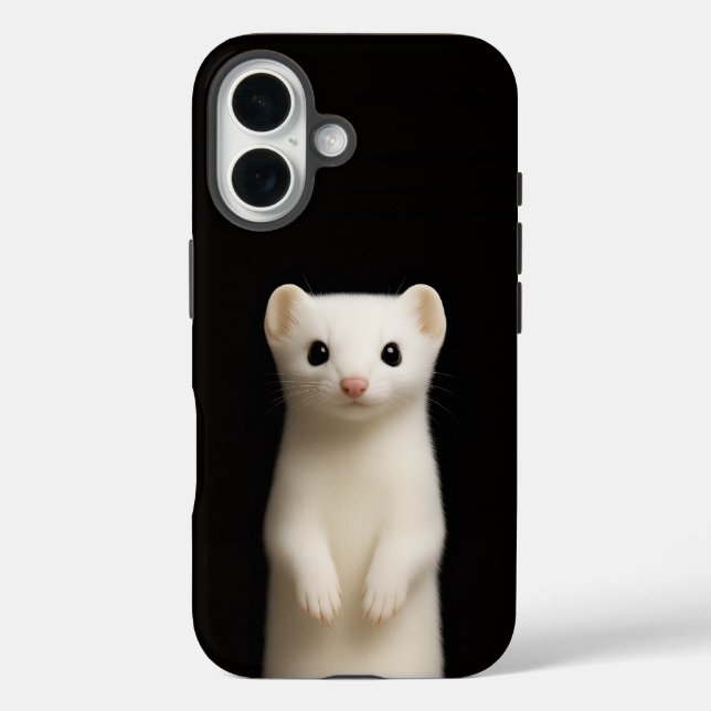 Funda iPhone 16 Negro 4 Luxe iPhone 16 Mate, Estiloso Armiño (Reverso )