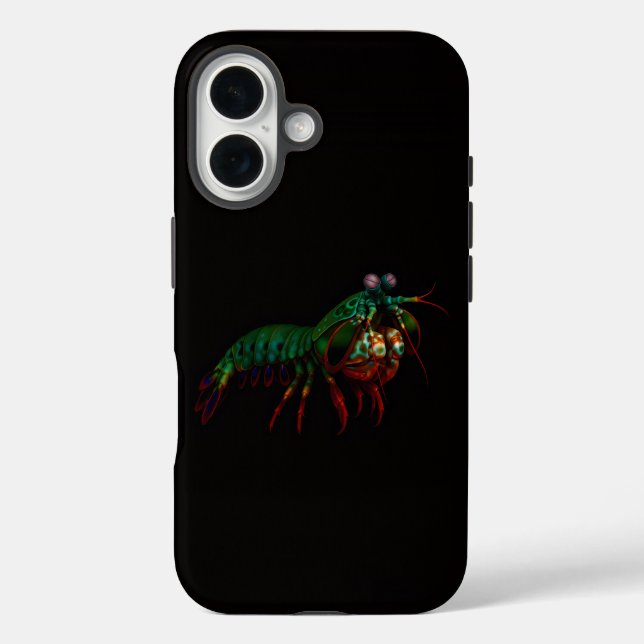 Funda iPhone 16 Negro 4 Luxe iPhone 16 Mate, Gamba de Mantis (Reverso )