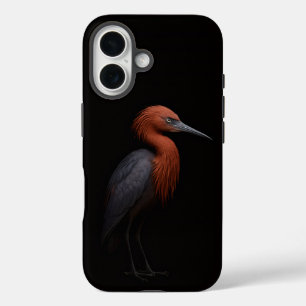 Funda iPhone 16 Negro 4 Luxe iPhone 16 Mate, Garceta rojiza