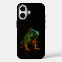 Negro 4 Luxe iPhone 16 Mate, Iguana Verde