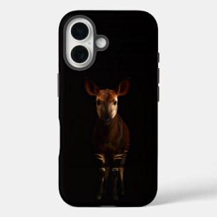 Funda iPhone 16 Negro 4 Luxe iPhone 16 Mate, Okapi del Bosque