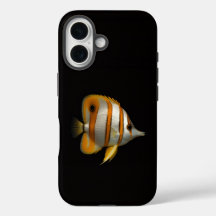Negro 4 Luxe iPhone 16 Mate, Pez Mariposa de Arrec