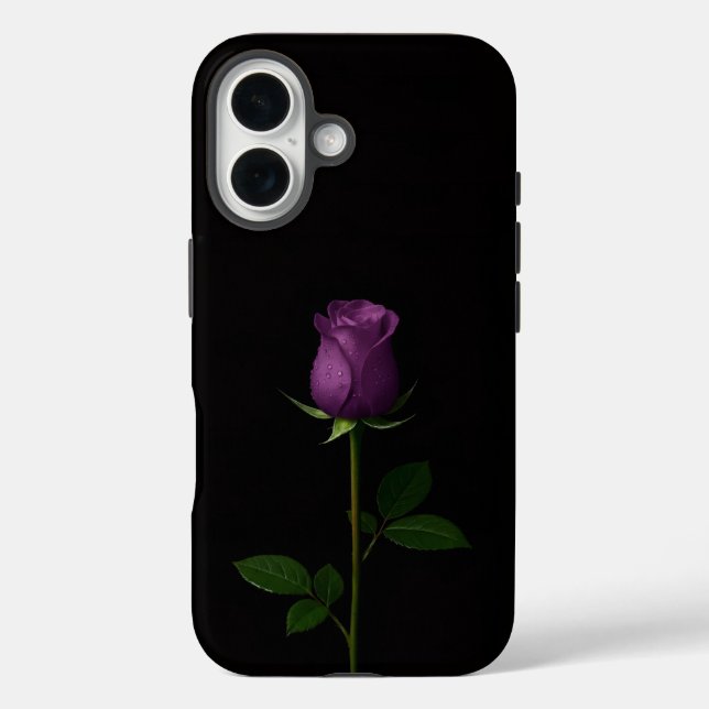 Funda iPhone 16 Negro 4 Luxe iPhone 16 Mate, Rosa Violeta Real (Reverso )
