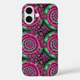 Funda iPhone 16 Negro Kaleidoscope-magenta