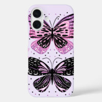 Negro, rosa, mariposas púrpura
