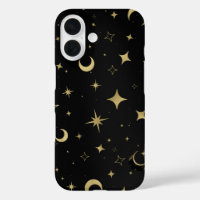 Negro y oro moderno estrellas luna celeste