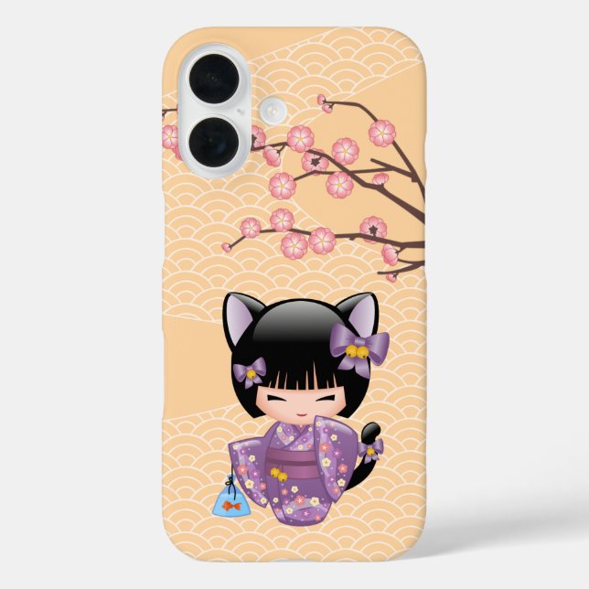 Funda iPhone 16 Neko Kokeshi Doll - Chica Geisha (Reverso )