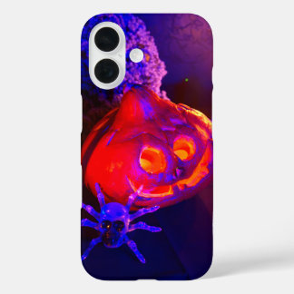 Funda iPhone 16 Neon Halloween pumpkins