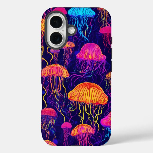 Funda iPhone 16 Neon Jellyfish: Futurista diseño de estuches para  (Reverso )