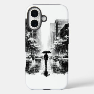 Funda iPhone 16 Neon Noir Rainy Cityscape