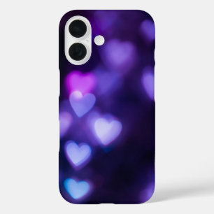 Funda iPhone 16 Neon Purple Hearts