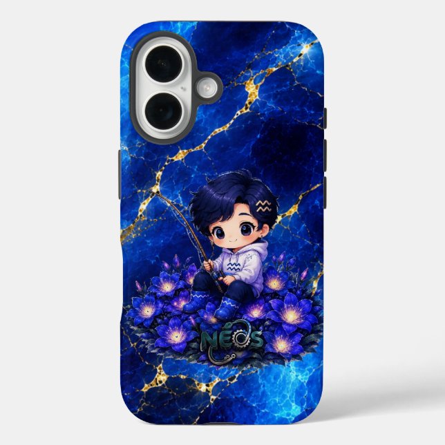 Funda iPhone 16 Neos Kawaii Zodíaco Acuario (Reverso )