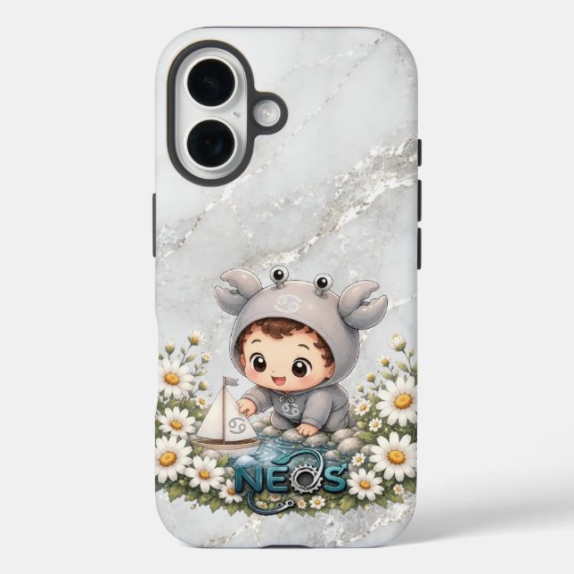 Funda iPhone 16 Neos Kawaii Zodiaco Cáncer (Reverso )