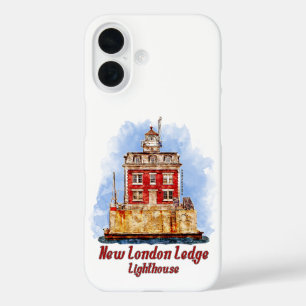 Funda iPhone 16 New London Ledge Lighthouse Watercolor Connecticut