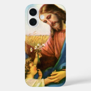 Funda iPhone 16 Niños Antiguos Traen Flores a Jesucristo