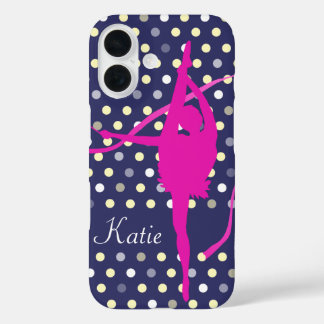 Funda iPhone 16 Niños chicas nombrados punto rosa de la polígona d