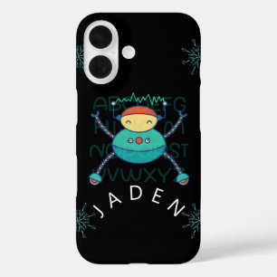 Funda iPhone 16 Niños Educación ABC Alfabeto Robot Snowflake Robot