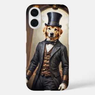 Funda iPhone 16 Noble perro Retriever dorado con vestido victorian