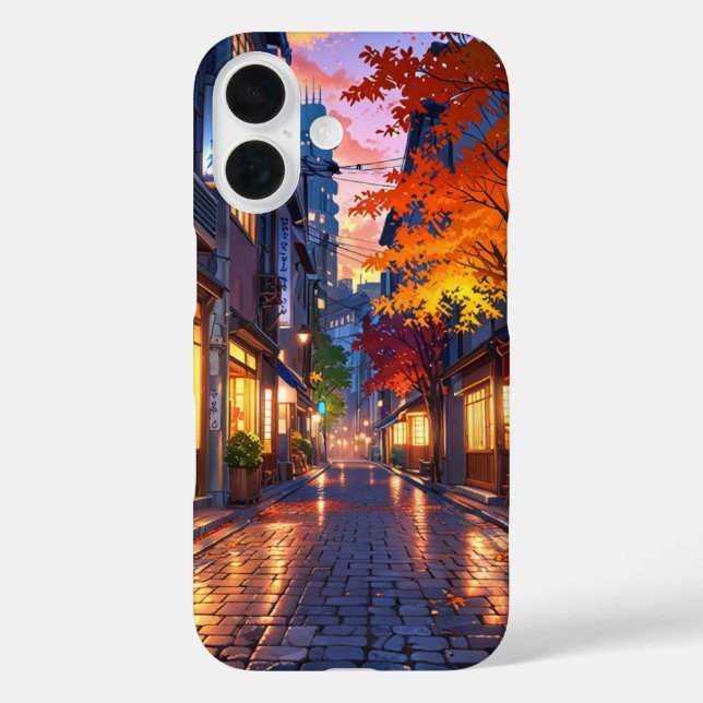 Funda iPhone 16 Noche de Aldea Otoño (Reverso )