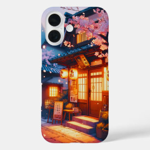 Funda iPhone 16 Noche de Flor de Cerezo en el Antiguo Japón