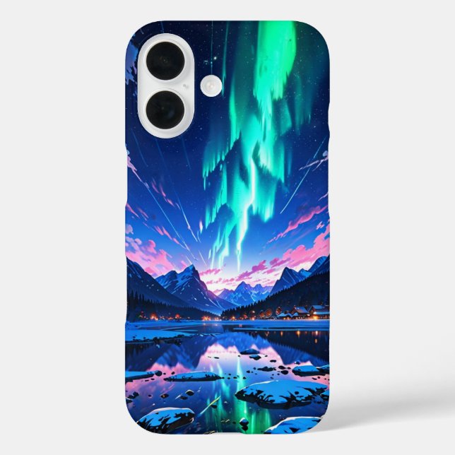 Funda iPhone 16 Noche de invierno Aurora (Reverso )