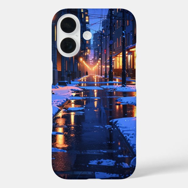 Funda iPhone 16 Noche de Winter City (Reverso )