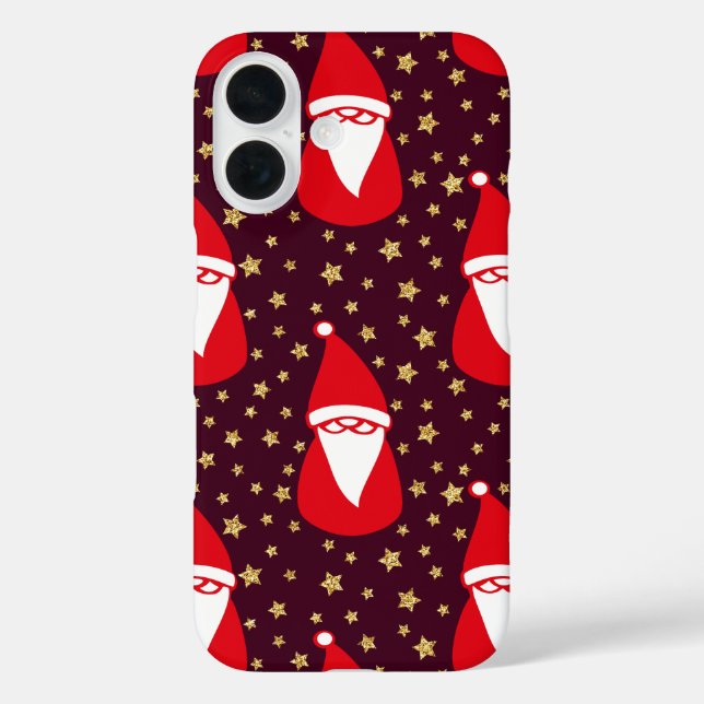 Funda iPhone 16 Noche del Purpurina de oro Santa Starry (Reverso )