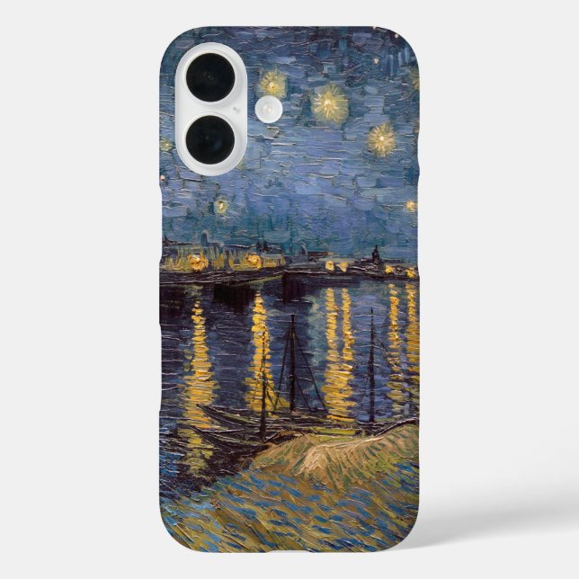 Funda iPhone 16 Noche estrellada sobre el río Ródano de Vincent Va (Reverso )