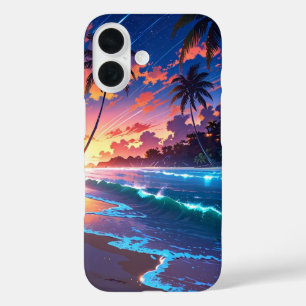 Funda iPhone 16 Noche Starlit Anime Tropical Beach