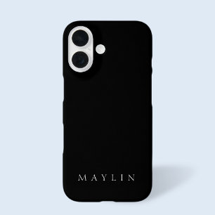 Funda iPhone 16 Nombre clásico (o palabra)   Blanco y negro