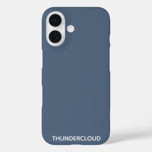 Funda iPhone 16 Nombre de color azul grisáceo de nube de tormenta