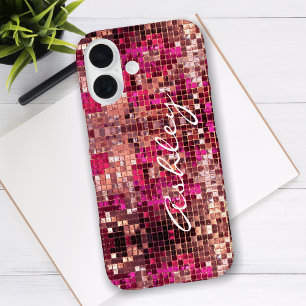 Funda iPhone 16 Nombre de guión blanco sobre brillo