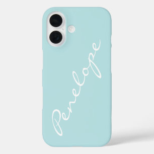 Funda iPhone 16 Nombre de guión Minimalista simple Pastel Aqua Per