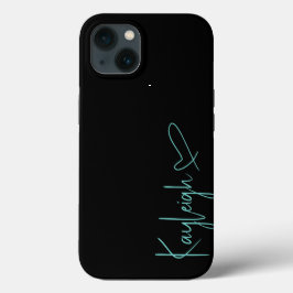 Funda iPhone 16 Nombre de guión negro y mint vert y estuche para t