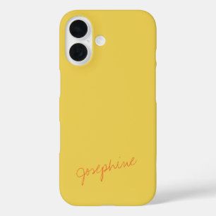 Funda iPhone 16 Nombre de la letra de mano minimalista amarillo y 