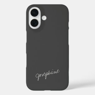 Funda iPhone 16 Nombre de Letra a Mano Minimalista Blanco Negro Pe
