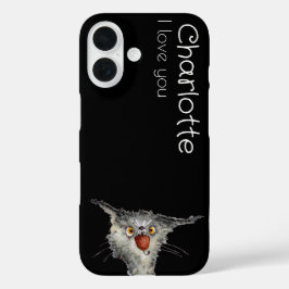 Funda iPhone 16 Nombre de los gatos personalizados negros