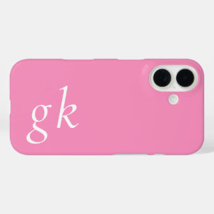 Funda iPhone 16 Nombre de Monograma Blanco Rosa Moderno