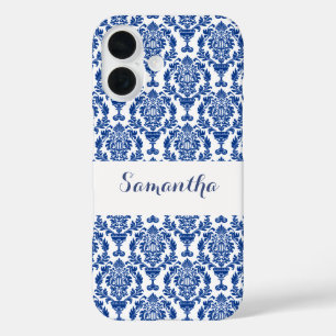 Funda iPhone 16 Nombre de País Francés con Patrón Azul
