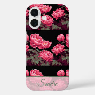 Funda iPhone 16 Nombre de peonía único para fiesta de cumpleaños