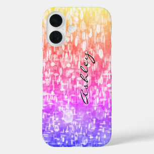 Funda iPhone 16 Nombre de secuencia en lentejuelas de arcoíris
