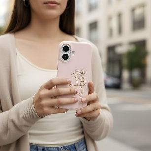 Funda iPhone 16 Nombre de serie de script Rubor Pink