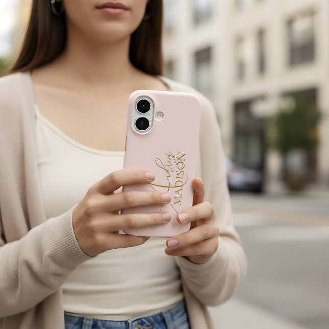 Funda iPhone 16 Nombre de serie de script Rubor Pink (Subido por el creador)