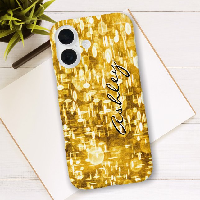 Funda iPhone 16 Nombre del guión en las secuencias de oro (Subido por el creador)