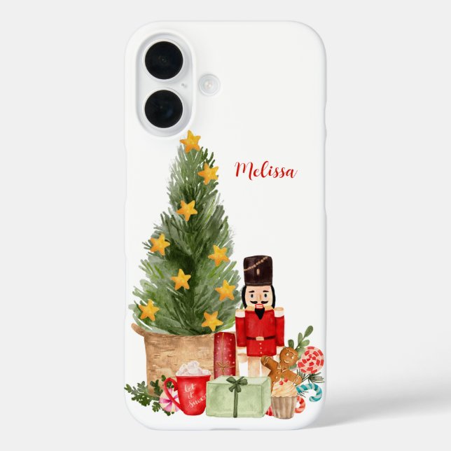 Funda iPhone 16 Nombre del nutcracker del árbol de navidad de colo (Reverso )