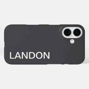 Funda iPhone 16 Nombre editable moderno y negrita, negocio o marca