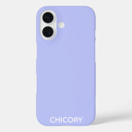 Funda iPhone 16 Nombre en color azul de flores de achicoria